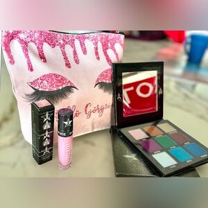 3Pc Jeffree Star- Eyeshadow Palette Controversy & Lipstick Oh My God Pink & Bag